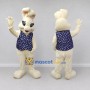 Custom Cream and Navy Blue Rabbit in Polka Dot Vest Mascot Costume Adult Full Body Suit for Easter Events