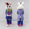 Custom White Purple and Blue Rabbit in Floral Tailcoat Mascot Costume Adult Full Body Suit for Easter Events Custom White Purple and Blue Rabbit in Floral Tailcoat Mascot Costume Adult Full Body Suit for Easter Events