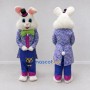 Custom White Purple and Blue Rabbit in Floral Tailcoat Mascot Costume Adult Full Body Suit for Easter Events