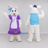 Custom White Purple and Blue Rabbit Mascot Costume Adult Full Body Suit for Easter Events Custom White Purple and Blue Rabbit Mascot Costume Adult Full Body Suit for Easter Events