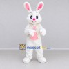 Custom White and Pink Rabbit in Vest Mascot Costume Adult Full Body Suit for Easter Events Custom White and Pink Rabbit in Vest Mascot Costume Adult Full Body Suit for Easter Events