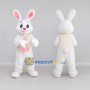 Custom White and Pink Rabbit in Vest Mascot Costume Adult Full Body Suit for Easter Events