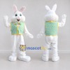 Custom White Turquoise and Yellow Rabbit in Patterned Vest Mascot Costume Adult Full Body Suit for Easter Events
