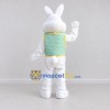 Custom White Turquoise and Yellow Rabbit in Patterned Vest Mascot Costume Adult Full Body Suit for Easter Events Custom White Turquoise and Yellow Rabbit in Patterned Vest Mascot Costume Adult Full Body Suit for Easter Events