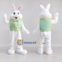 Custom White Turquoise and Yellow Rabbit in Patterned Vest Mascot Costume Adult Full Body Suit for Easter Events
