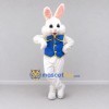 Custom White and Blue Rabbit in Vest Mascot Costume Adult Full Body Suit for Easter Events Custom White and Blue Rabbit in Vest Mascot Costume Adult Full Body Suit for Easter Events