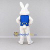 Custom White and Blue Rabbit in Vest Mascot Costume Adult Full Body Suit for Easter Events Custom White and Blue Rabbit in Vest Mascot Costume Adult Full Body Suit for Easter Events