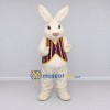Custom Cream Purple and Yellow Rabbit in Striped Vest Mascot Costume Adult Full Body Suit for Easter Events