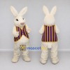 Custom Cream Purple and Yellow Rabbit in Striped Vest Mascot Costume Adult Full Body Suit for Easter Events