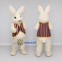 Custom Cream Purple and Yellow Rabbit in Striped Vest Mascot Costume Adult Full Body Suit for Easter Events