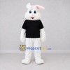 Custom White and Black Rabbit in T-Shirt Mascot Costume Adult Full Body Suit for Easter Events Custom White and Black Rabbit in T-Shirt Mascot Costume Adult Full Body Suit for Easter Events