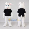Custom White and Black Rabbit in T-Shirt Mascot Costume Adult Full Body Suit for Easter Events Custom White and Black Rabbit in T-Shirt Mascot Costume Adult Full Body Suit for Easter Events