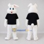 Custom White and Black Rabbit in T-Shirt Mascot Costume Adult Full Body Suit for Easter Events