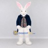 Custom White and Navy Blue Rabbit in Coat Mascot Costume Adult Full Body Suit for Easter Events Custom White and Navy Blue Rabbit in Coat Mascot Costume Adult Full Body Suit for Easter Events