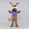 Custom Brown and Purple Rabbit in Vest Mascot Costume Adult Full Body Suit for Easter Events Custom Brown and Purple Rabbit in Vest Mascot Costume Adult Full Body Suit for Easter Events