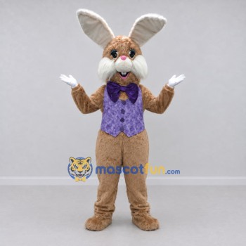 Custom Brown and Purple Rabbit in Vest Mascot Costume Adult Full Body Suit for Easter Events Custom Brown and Purple Rabbit in Vest Mascot Costume Adult Full Body Suit for Easter Events