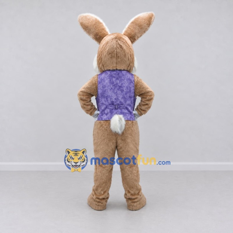 Custom Brown and Purple Rabbit in Vest Mascot Costume Adult Full Body Suit for Easter Events Custom Brown and Purple Rabbit in Vest Mascot Costume Adult Full Body Suit for Easter Events