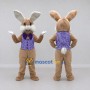 Custom Brown and Purple Rabbit in Vest Mascot Costume Adult Full Body Suit for Easter Events