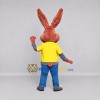 Custom Brown Yellow and Blue Rabbit in T-Shirt Mascot Costume Adult Full Body Suit for Easter Events Custom Brown Yellow and Blue Rabbit in T-Shirt Mascot Costume Adult Full Body Suit for Easter Events