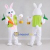 Custom White and Lime Green Rabbit with Carrot Mascot Costume Adult Full Body Suit for Easter Events Custom White and Lime Green Rabbit with Carrot Mascot Costume Adult Full Body Suit for Easter Events