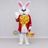 Custom White Red and Yellow Rabbit in Tailcoat Mascot Costume Adult Full Body Suit for Easter Events Custom White Red and Yellow Rabbit in Tailcoat Mascot Costume Adult Full Body Suit for Easter Events