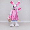 Custom White and Pink Rabbit in Ruffled Dress Mascot Costume Adult Full Body Suit for Easter Events Custom White and Pink Rabbit in Ruffled Dress Mascot Costume Adult Full Body Suit for Easter Events
