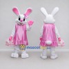 Custom White and Pink Rabbit in Ruffled Dress Mascot Costume Adult Full Body Suit for Easter Events Custom White and Pink Rabbit in Ruffled Dress Mascot Costume Adult Full Body Suit for Easter Events