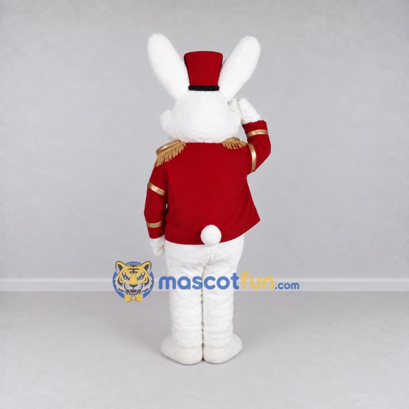 Custom White and Red Rabbit in Marching Band Uniform Mascot Costume Adult Full Body Suit for Parades Custom White and Red Rabbit in Marching Band Uniform Mascot Costume Adult Full Body Suit for Parades