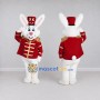 Custom White and Red Rabbit in Marching Band Uniform Mascot Costume Adult Full Body Suit for Parades