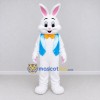 Custom White and Blue Rabbit in Vest Mascot Costume Adult Full Body Suit for Easter Events Custom White and Blue Rabbit in Vest Mascot Costume Adult Full Body Suit for Easter Events