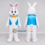 Custom White and Blue Rabbit in Vest Mascot Costume Adult Full Body Suit for Easter Events