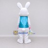 Custom White and Turquoise Rabbit in Vest Mascot Costume Adult Full Body Suit for Easter Events Custom White and Turquoise Rabbit in Vest Mascot Costume Adult Full Body Suit for Easter Events