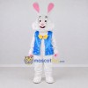 Custom White and Blue Rabbit in Vest Mascot Costume Adult Full Body Suit for Easter Events Custom White and Blue Rabbit in Vest Mascot Costume Adult Full Body Suit for Easter Events
