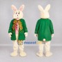 Custom Cream and Green Rabbit in Coat Mascot Costume Adult Full Body Suit for Easter Events