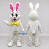 Custom White and Yellow Rabbit with Bow Tie Mascot Costume Adult Full Body Suit for Easter Events Custom White and Yellow Rabbit with Bow Tie Mascot Costume Adult Full Body Suit for Easter Events