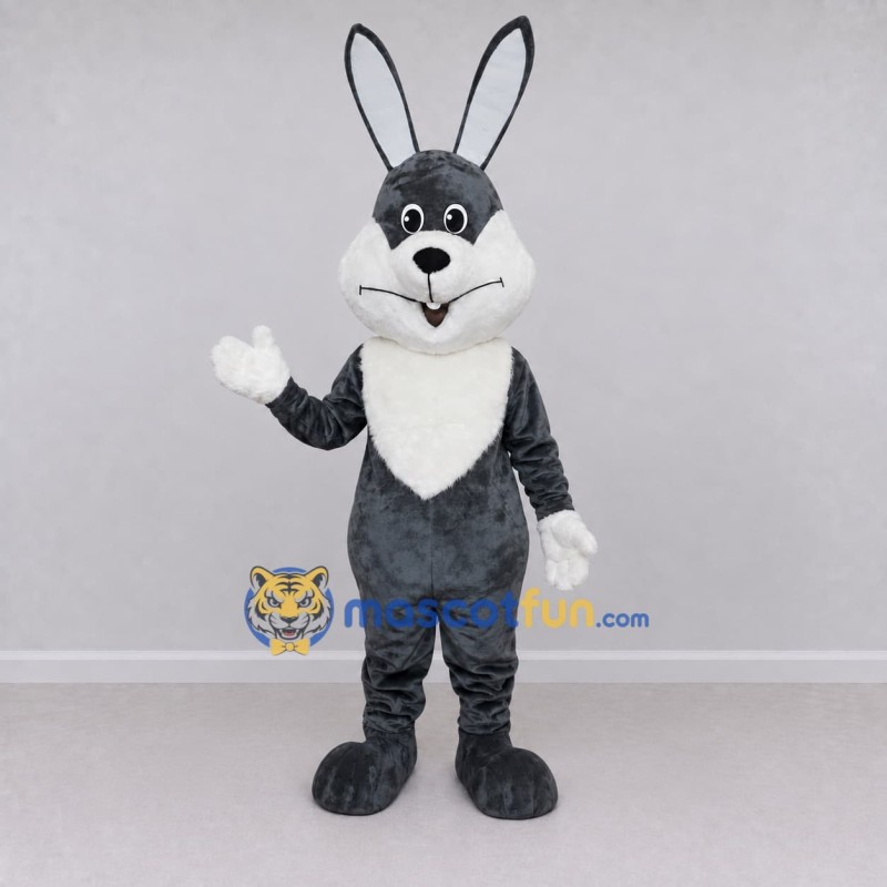 Custom Dark Gray and White Rabbit Mascot Costume Adult Full Body Suit for Easter Events Custom Dark Gray and White Rabbit Mascot Costume Adult Full Body Suit for Easter Events