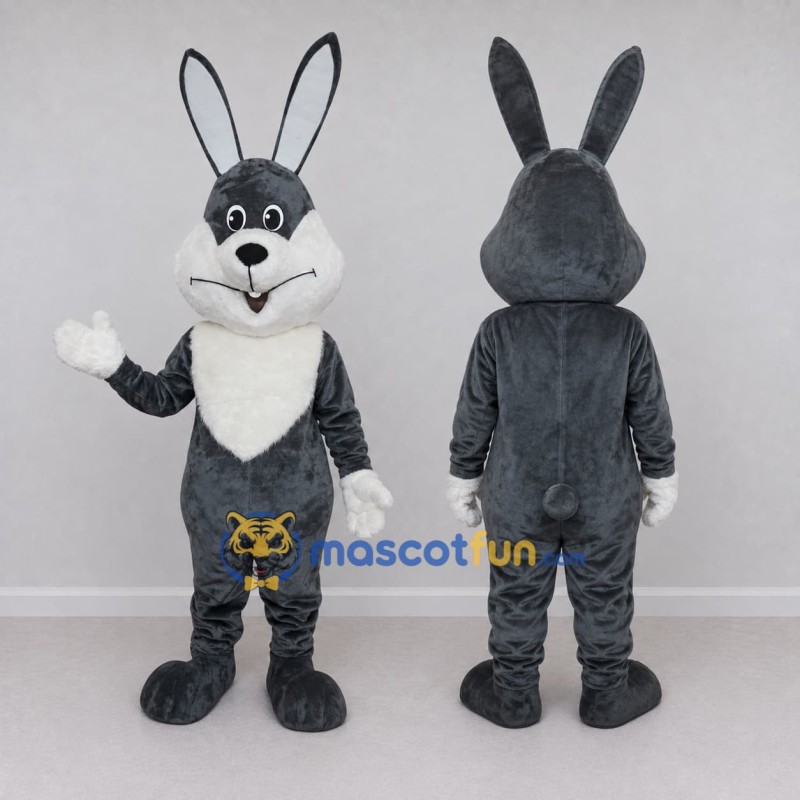 Custom Dark Gray and White Rabbit Mascot Costume Adult Full Body Suit for Easter Events Custom Dark Gray and White Rabbit Mascot Costume Adult Full Body Suit for Easter Events