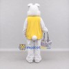 Custom White and Yellow Rabbit in Vest Mascot Costume Adult Full Body Suit for Easter Events Custom White and Yellow Rabbit in Vest Mascot Costume Adult Full Body Suit for Easter Events