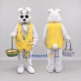 Custom White and Yellow Rabbit in Vest Mascot Costume Adult Full Body Suit for Easter Events