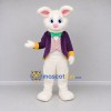 Custom White and Purple Rabbit in Jacket Mascot Costume Adult Full Body Suit for Easter Events Custom White and Purple Rabbit in Jacket Mascot Costume Adult Full Body Suit for Easter Events