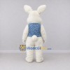Custom Cream and Blue Rabbit in Patterned Vest Mascot Costume Adult Full Body Suit for Easter Events Custom Cream and Blue Rabbit in Patterned Vest Mascot Costume Adult Full Body Suit for Easter Events