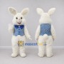 Custom Cream and Blue Rabbit in Patterned Vest Mascot Costume Adult Full Body Suit for Easter Events