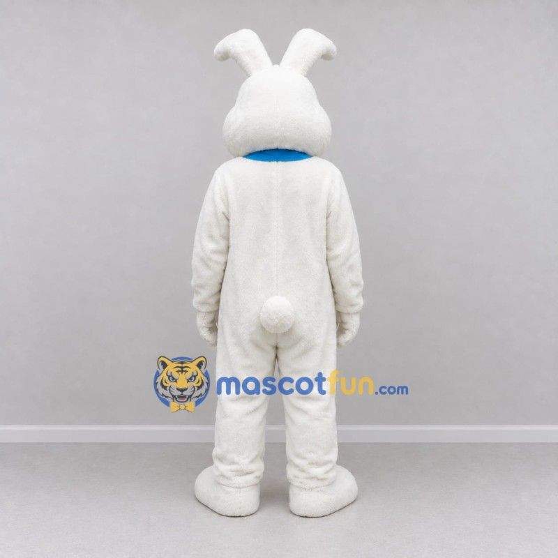 Custom White and Blue Rabbit with Bow Tie Mascot Costume Adult Full Body Suit for Easter Events Custom White and Blue Rabbit with Bow Tie Mascot Costume Adult Full Body Suit for Easter Events