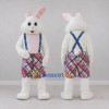 Custom White Pink and Blue Rabbit in Plaid Overalls Mascot Costume Adult Full Body Suit for Easter Events Custom White Pink and Blue Rabbit in Plaid Overalls Mascot Costume Adult Full Body Suit for Easter Events