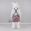 Custom White Pink and Blue Rabbit in Plaid Overalls Mascot Costume Adult Full Body Suit for Easter Events Custom White Pink and Blue Rabbit in Plaid Overalls Mascot Costume Adult Full Body Suit for Easter Events
