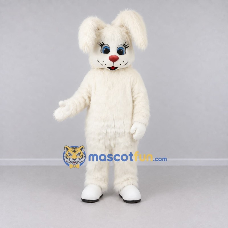 Custom Cream Lop-Eared Rabbit Mascot Costume Adult Full Body Suit for Easter Events Custom Cream Lop-Eared Rabbit Mascot Costume Adult Full Body Suit for Easter Events