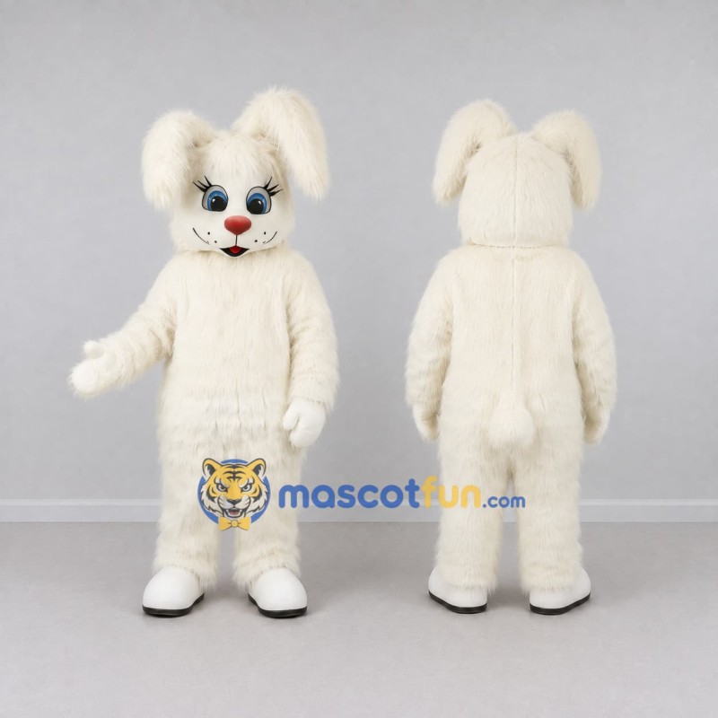 Custom Cream Lop-Eared Rabbit Mascot Costume Adult Full Body Suit for Easter Events Custom Cream Lop-Eared Rabbit Mascot Costume Adult Full Body Suit for Easter Events