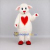 Custom Cream and Red Floppy-Eared Animal with Heart Mascot Costume Adult Full Body Suit for Valentine's Day Events