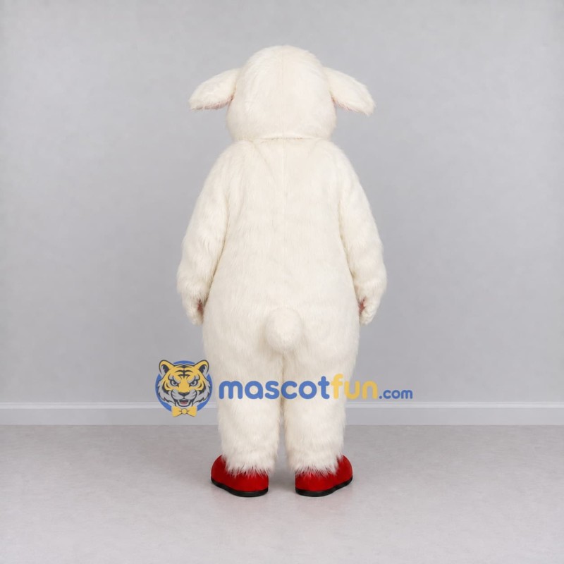 Custom Cream and Red Floppy-Eared Animal with Heart Mascot Costume Adult Full Body Suit for Valentine's Day Events