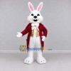 Custom White Burgundy and Gold Rabbit in Tailcoat Mascot Costume Adult Full Body Suit for Easter Events Custom White Burgundy and Gold Rabbit in Tailcoat Mascot Costume Adult Full Body Suit for Easter Events